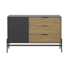 APARADOR CHAPADO EN FRESNO NEGRO Y PUERTAS NATURAL 124X40X81