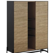 VITRINA CHAPADA EN FRESNO NEGRO CON PUERTAS NATURAL