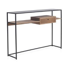CONSOLA MADERA FRESNO CON CAJON Y ESTRUCTURA METALICA
