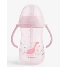VASITO DE PP CON PAJITA DE SILICONA 300ML DINO WORLD ROSA