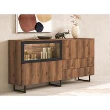 APARADOR 3 PTA(1CRIST)/ 2 CAJ CON PATAS METAL 140X82X42 AU151P