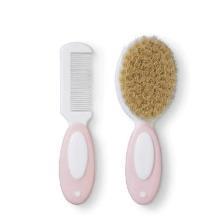 SET DE CEPILLO Y PEINE CON CERDAS NATURALES ROSA