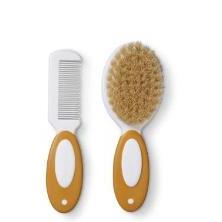 SET DE CEPILLO Y PEINE CON CERDAS NATURALES MOSTAZA