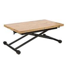 MESA CENTRO EXT. ELEVABLE MOD. ESKEL PATA NEGRA MATE TAPA C/ ROBLE