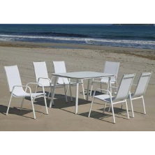 CONJUNTO MESA MUNDRA 150X90 + 4 SILLONES AVALON